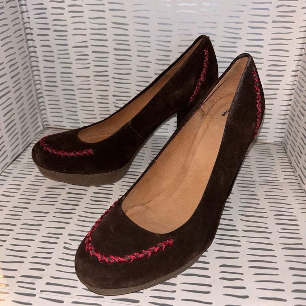 Anthropologie Holding Horses Heels Womens 39 Platform Pump Brown Moc‎ Toe Casual
